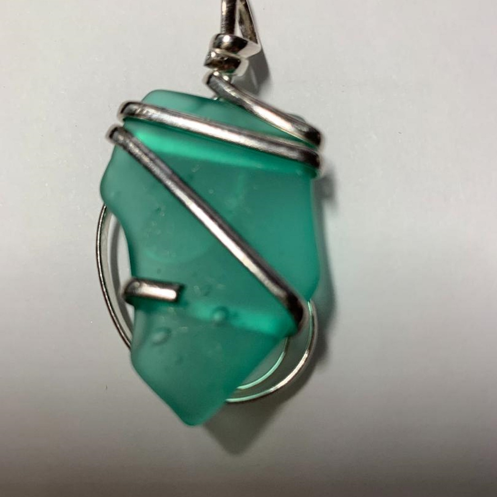 Alpaca Beach Glass Freeform Pendant New